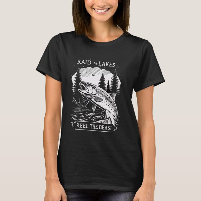 Funny Viking Fishing & Nordic Mythology - Norse Tr T-Shirt (Front)