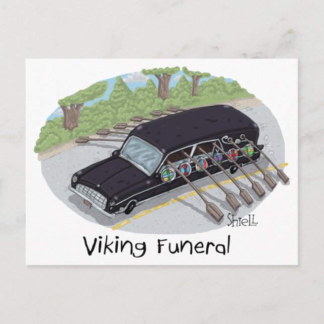 Funny Viking Funeral Post Card (Front)