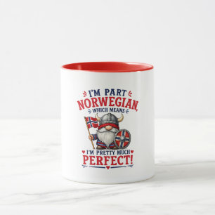 Funny Viking/Norwegian Gnome, "I'm Part Norwegian" Mug