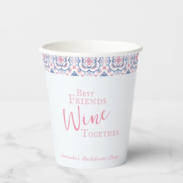 Funny Vino Before Vows Wine Bachelorette  Paper Cups (Front)