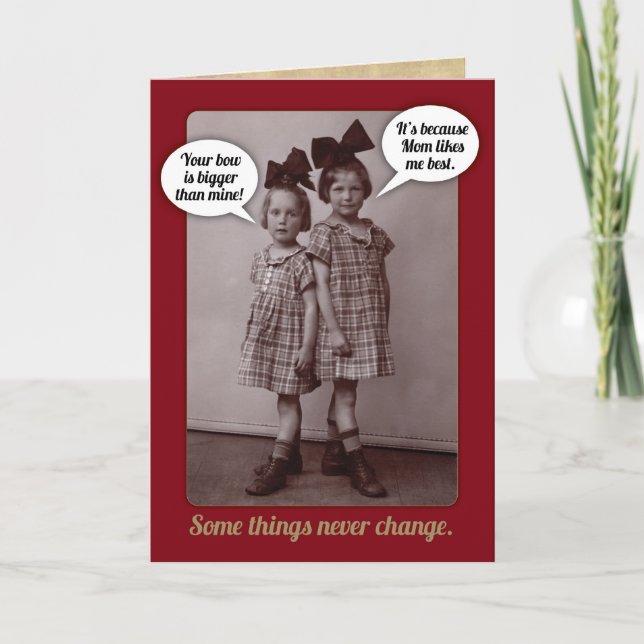 Funny Vintage 1920s Older Sister Birthday Card (Front)