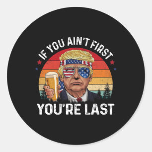 Funny Vintage 4th Of July Donald Trump Drinking Me Classic Round Sticker