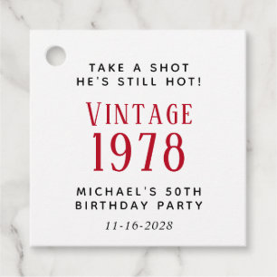 Funny Vintage 50th Birthday Party Favour Tags