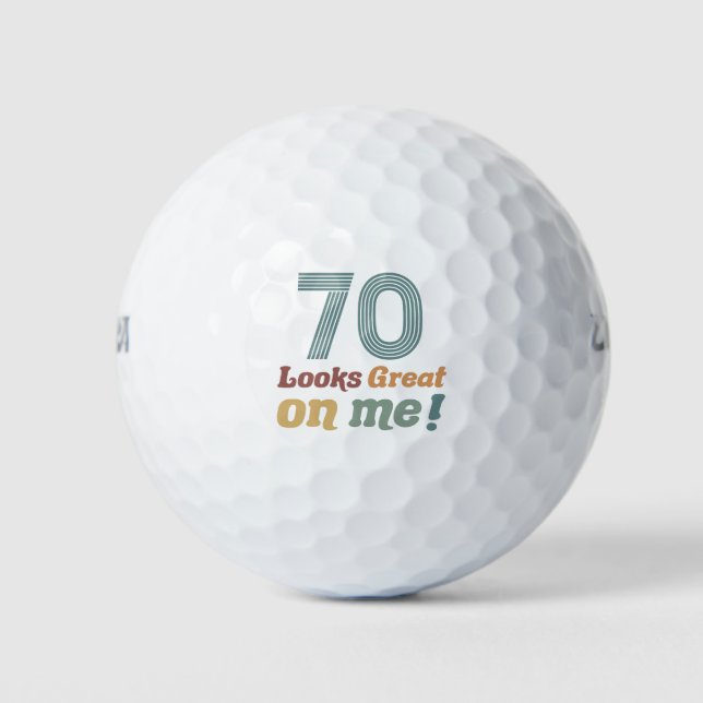 Funny Vintage 70th Birthday Golf Balls (Front)
