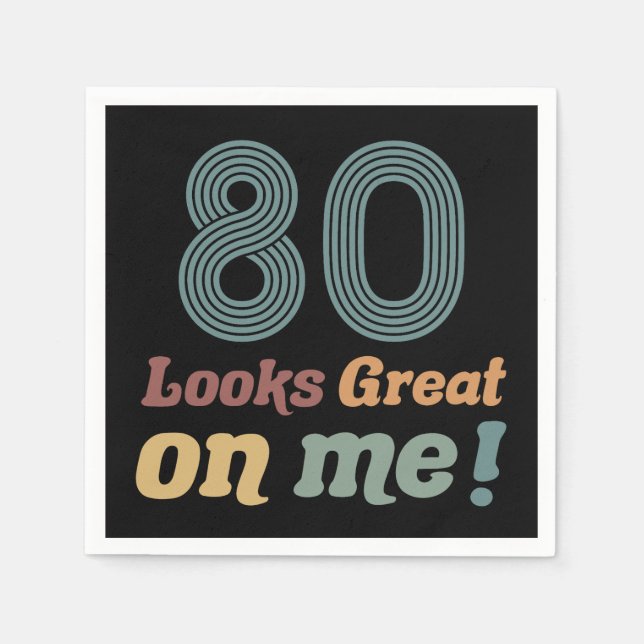 Funny Vintage 80th Birthday Napkin (Front)