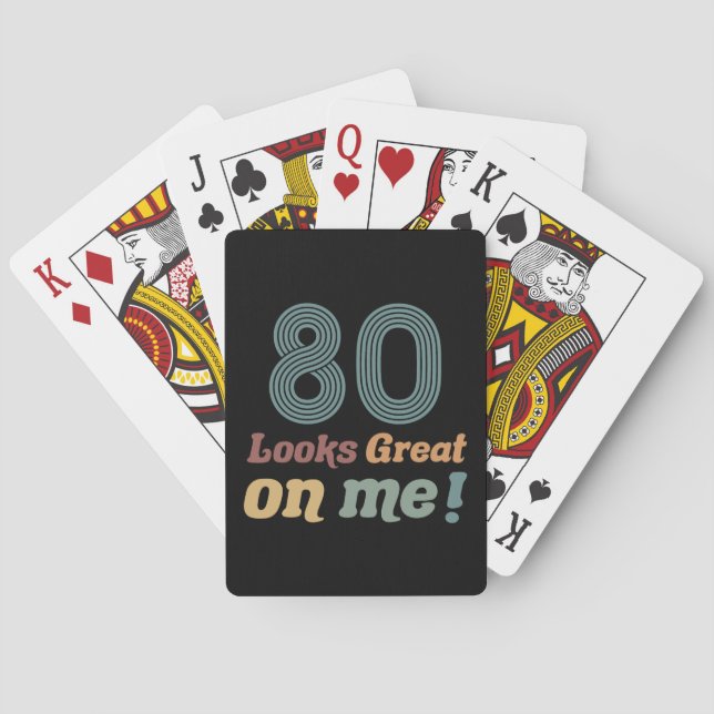 Funny Vintage 80th Birthday Playing Cards (Back)