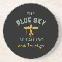 Funny Vintage Aeroplane Pilot Blue Sky Is Calling