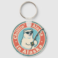Funny Vintage Alaska Chillin Polar Bear Fishing