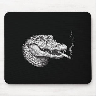 Funny vintage alligator face smoking cigarette mem mouse mat