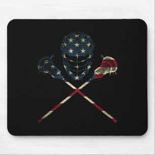 Funny Vintage American Flag Lacrosse Usa Sport Men Mouse Mat