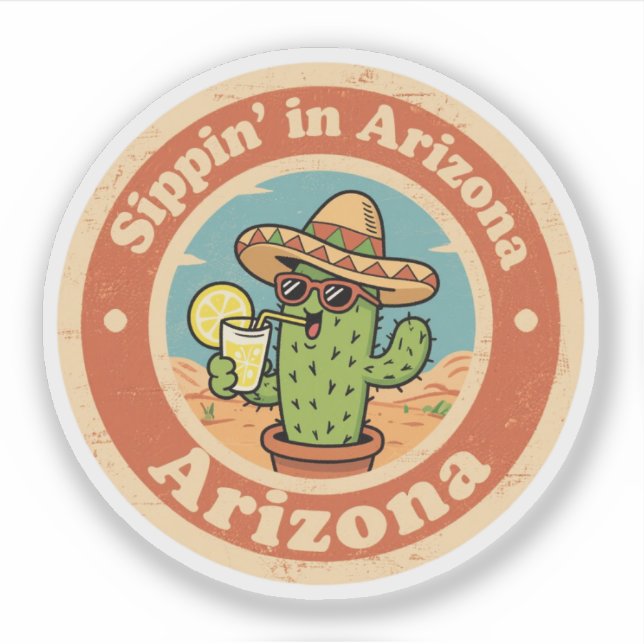 Funny Vintage Arizona Sippin Cactus (Front)