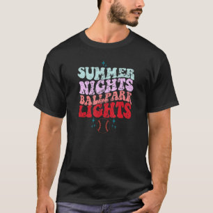 Funny Vintage Baseball Mom Summer Nights Ballpark T-Shirt