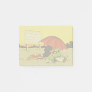 Funny vintage beach umbrella sweethearts post-it notes