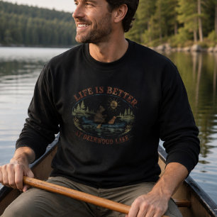 Funny Vintage Bear Dog in Canoe Deerwood Lake Sweatshirt