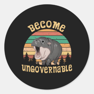 Funny Vintage Become Ungovernable Moo Deng Ba1 Classic Round Sticker