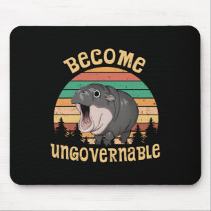 Funny Vintage Become Ungovernable Moo Deng Ba1  Mouse Mat