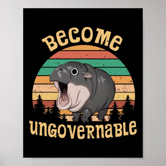 Funny Vintage Become Ungovernable Moo Deng Ba1  Poster (Front)