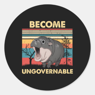 Funny Vintage Become Ungovernable Moo Deng Ba Classic Round Sticker