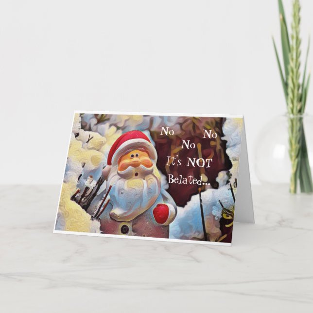 Funny Vintage Belated Santa Card (Front)