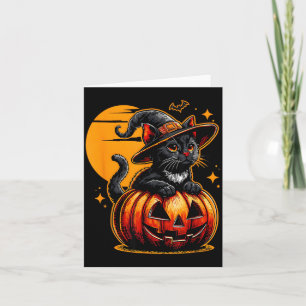 Funny Vintage Black Cat Halloween Pumpkin Spooky Card