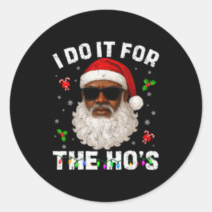 Funny Vintage Black Christmas Santa African Xmas M Classic Round Sticker
