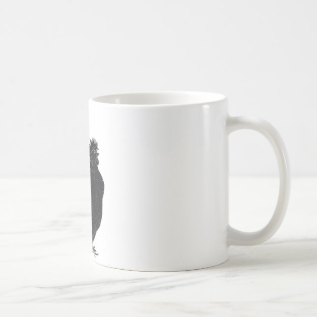 Funny Vintage Black Rooster Chicken  Coffee Mug (Right)