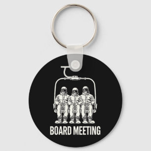 Funny Vintage Board Meeting Skiing Snow Tee Snowbo Key Ring