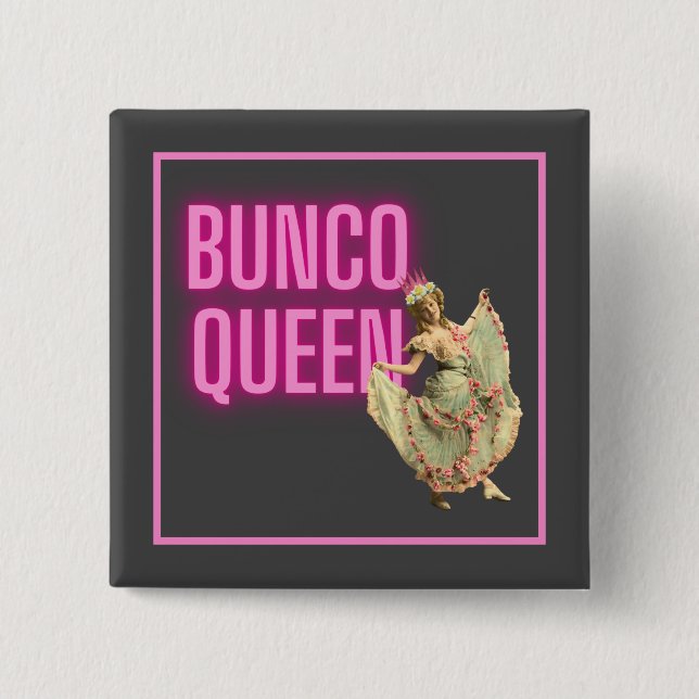 Funny Vintage Bunco Queen  15 Cm Square Badge (Front)