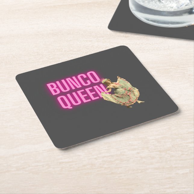 Funny Vintage Bunco Queen  Square Paper Coaster (Angled)