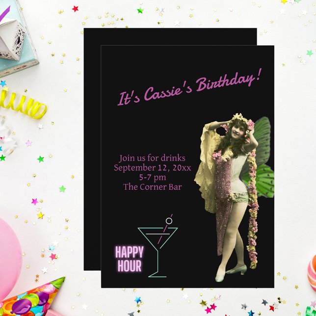 Funny Vintage Butterfly Girl Birthday Invite (Creator Uploaded)