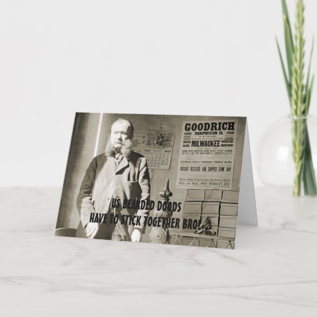 FUNNY VINTAGE CARD FOR UNIQUE BEARDED MAN BEARD (Front)