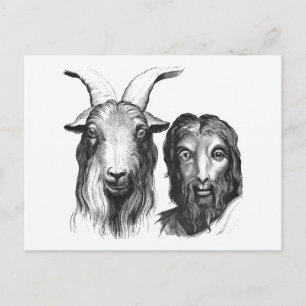 Funny Vintage Cartoon Man Goat Likeness Friendship Postcard
