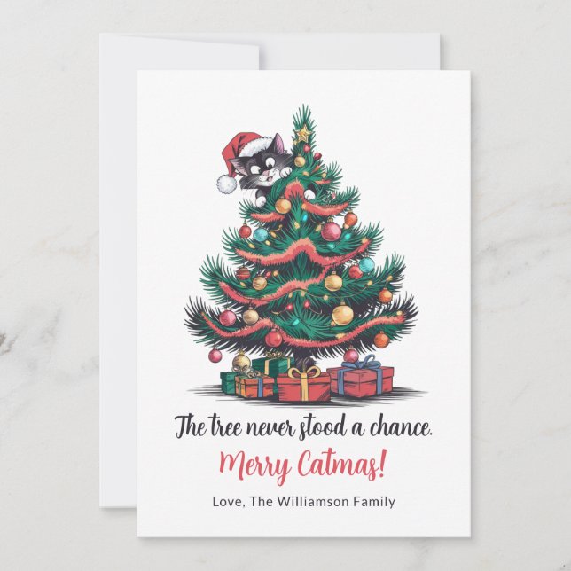 Funny Vintage Cat Christmas Card  (Front)