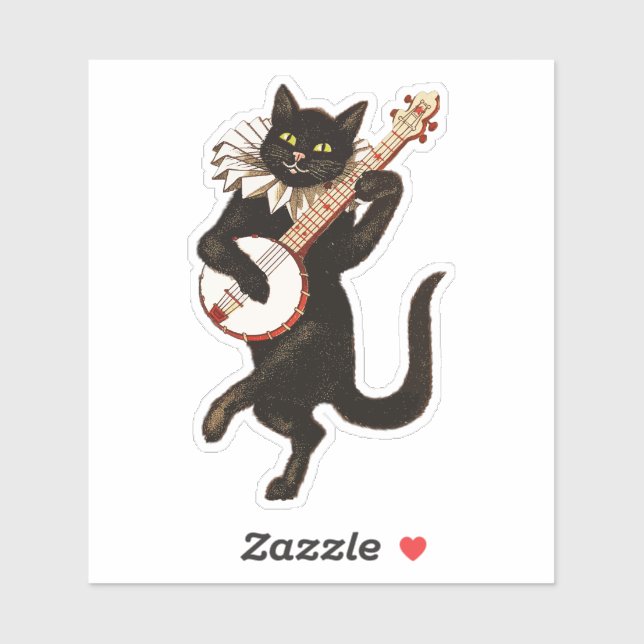 Funny Vintage Cat Dancing and Playing Banjo (Sheet)