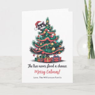 Funny Vintage Cat Folded Christmas Card 