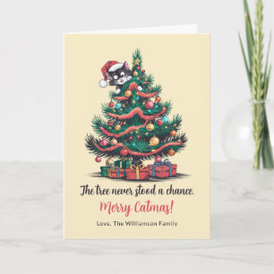 Funny Vintage Cat Folded Christmas Card