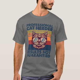 Funny Vintage Cat Glasses Professional Cat Herder T-Shirt