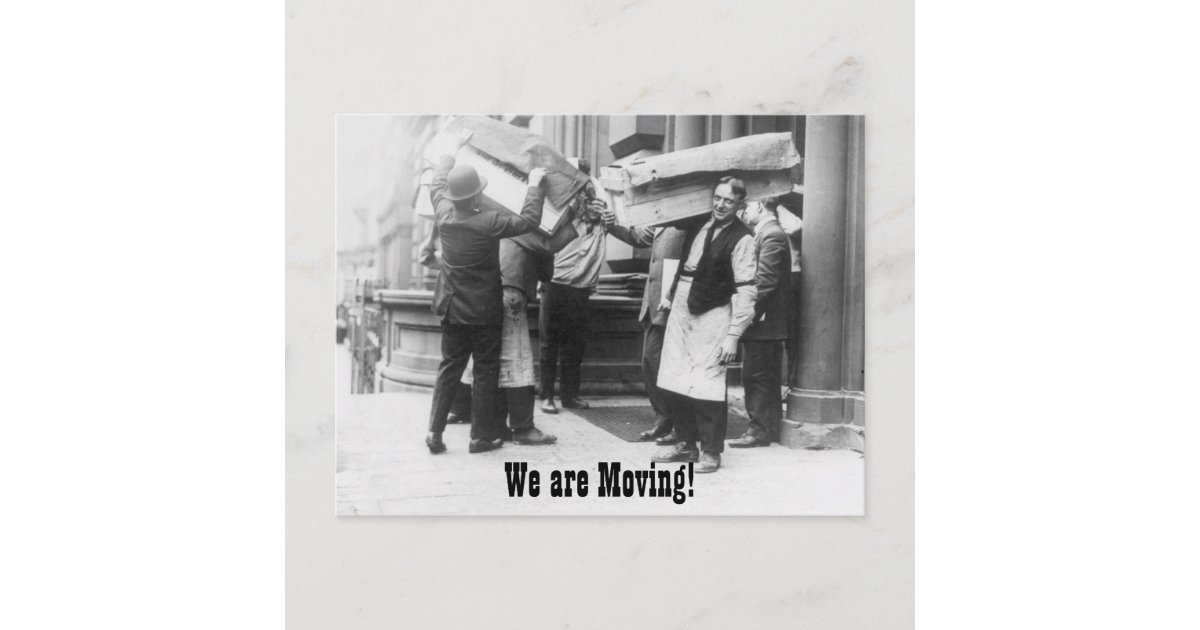 Funny vintage change of address moving men announcement postcard | Zazzle.co.uk