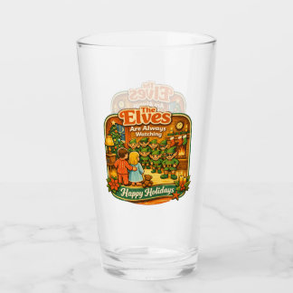 Funny Vintage Christmas Elves Are Always Watching Glass
