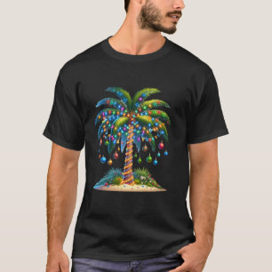 Funny Vintage Christmas Lights Palm Tree Print Men T-Shirt