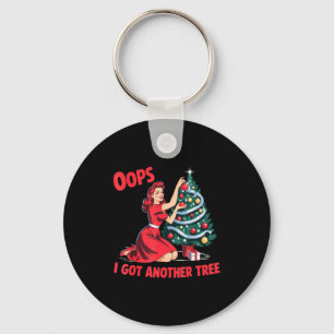 Funny Vintage Christmas Oops I Got Another Tree Key Ring