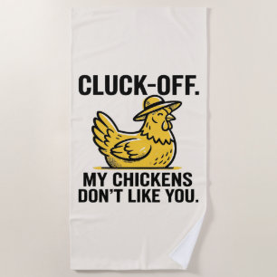 Funny Vintage Cluk Off Chicken Lover Minimalist Beach Towel