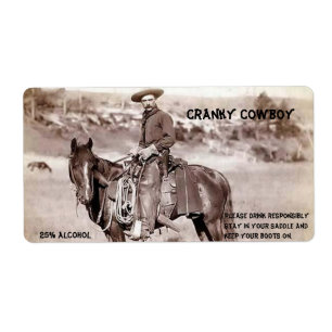 Funny, Vintage, Cowboy, Custom Wine Label