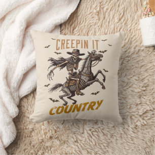 Funny Vintage Creepin It Country Halloween Cushion
