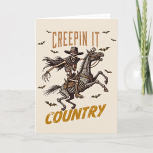 Funny Vintage Creepin It Country Halloween Holiday Card