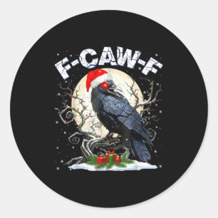 Funny Vintage Crow Santa Hat Pjs Pajamas Christmas Classic Round Sticker