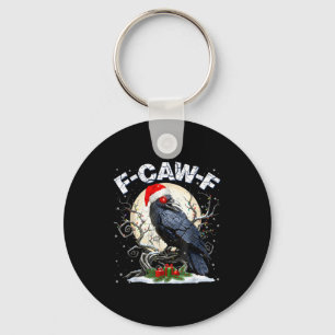 Funny Vintage Crow Santa Hat Pjs Pajamas Christmas Key Ring