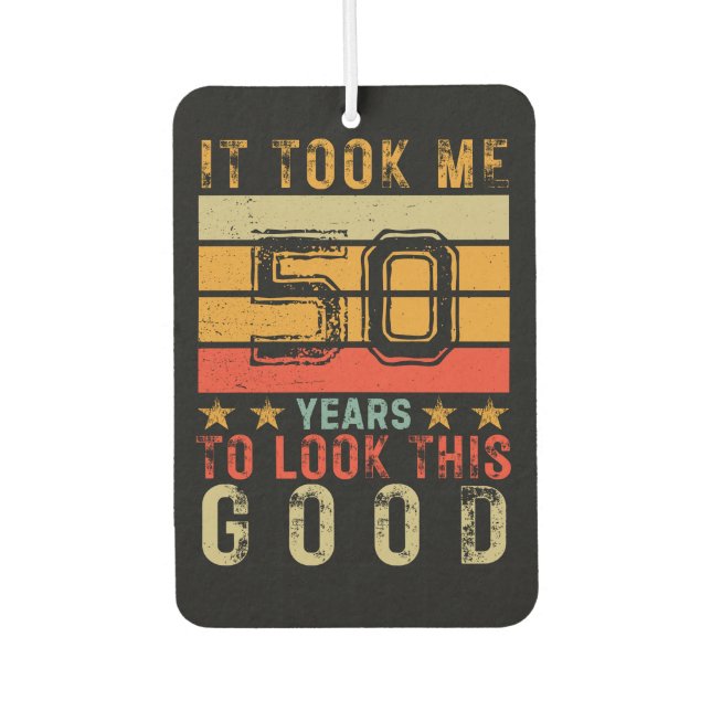 Funny vintage custom number birthday for men car air freshener (Front)