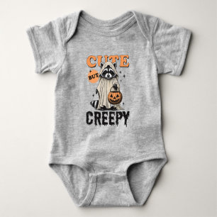 Funny Vintage Cute But Creepy Racoon Halloween Baby Bodysuit
