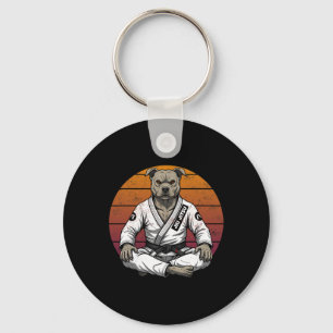 Funny Vintage Dog Brazilian Jiu Jitsu Retro Grappl Key Ring